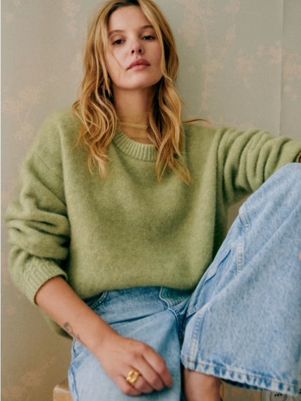 ISO Sezane Amiel Jumper in Pistachio Green